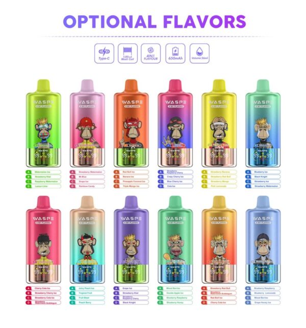 Waspe 100000 Puffs 4 Flavors in 1,100K Puffs Disposable Pod Kit China Wholesale - Image 2